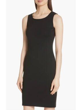St. John Caviar Black Knit Round Neck Sheath Mini Dress